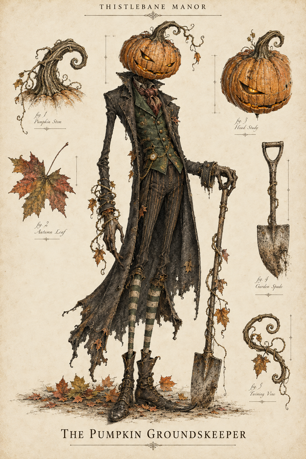 The Pumpkin Groundskeeper — Specimen Art Print